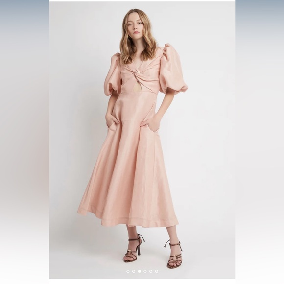 Aje Dresses & Skirts - Aje pink puff sleeve midi dress